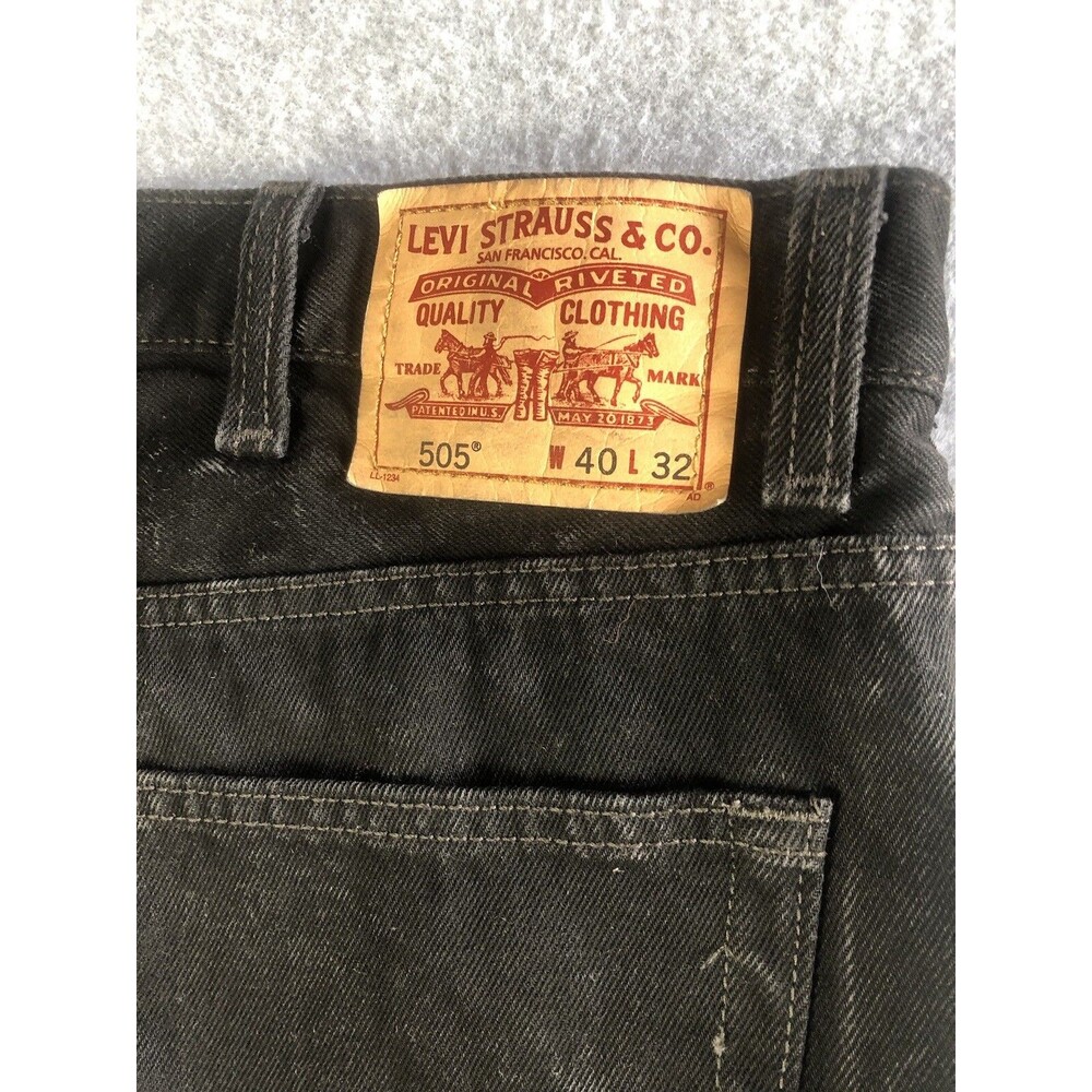 Levis 505 Jeans Mens Size 40x32 Red Tab Denim Regular Straight Black Stonewash